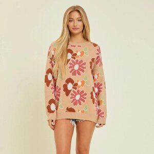 Jacquard Floral Print Sweater